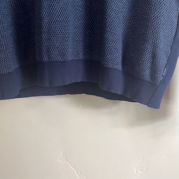 Ted Baker MensHoundstooth Knit Polo Shirt Black and Gray‎ Long Sleeve Size Large - Picture 5 of 10